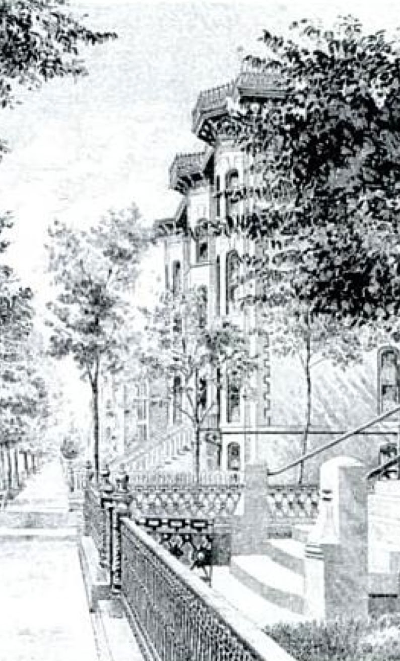 South Prairie Avenue 2301-2035 South Prairie Avenue (built 1869). Mrs H.O. Stone