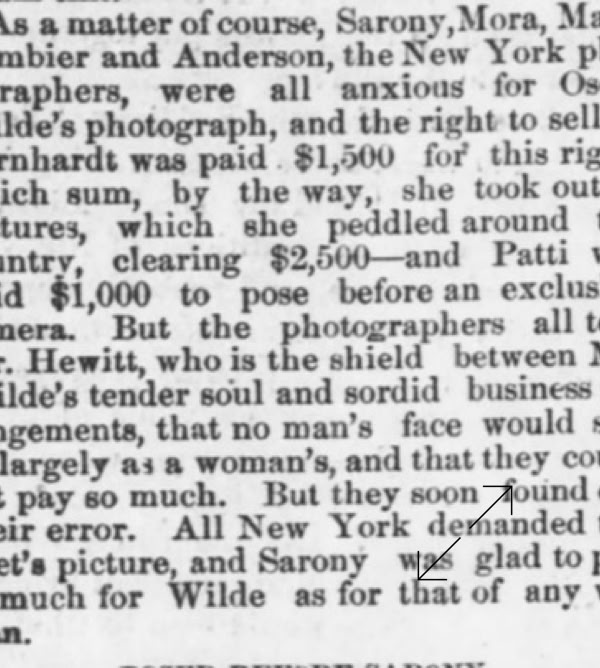 Newspaper cutting Oscar Wilde did ot waive fee